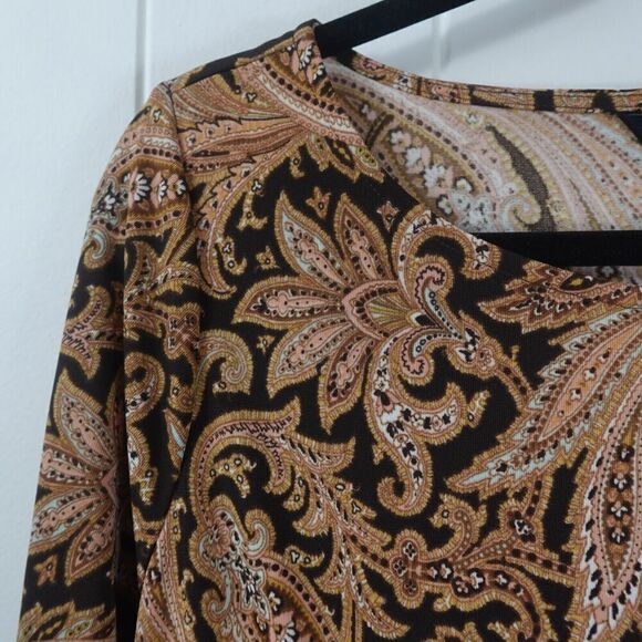 Ralph Lauren Womens Brown Paisley Shift Dress Size 12 - Picture 6 of 16